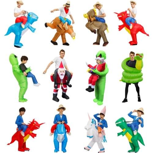 Bazzery Adult Kids Cow Inflatable Costume Alien Santa Claus Cosplay Costumes Gift Clothes Halloween Christmas Party Jumpsuit