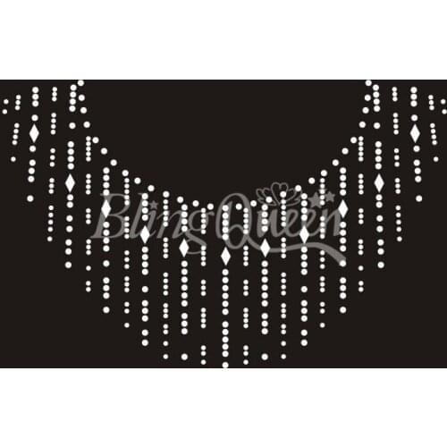 BlingQueen 25PCS/LOT Korean Rhinestone Iron On Transfers Neckline Design