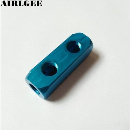 1/4" PT Thread 5 Ports Quick Connector Air Hose Manifold Block Teal Blue