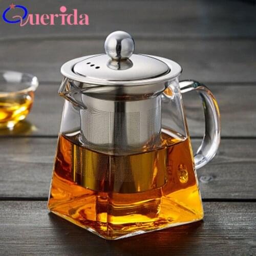 Borosilicate Pot Stainless Steel Teapot with Filter Heat-resistant Glass Pot Quartet Teapot Glass Water Drink Bottle For Water