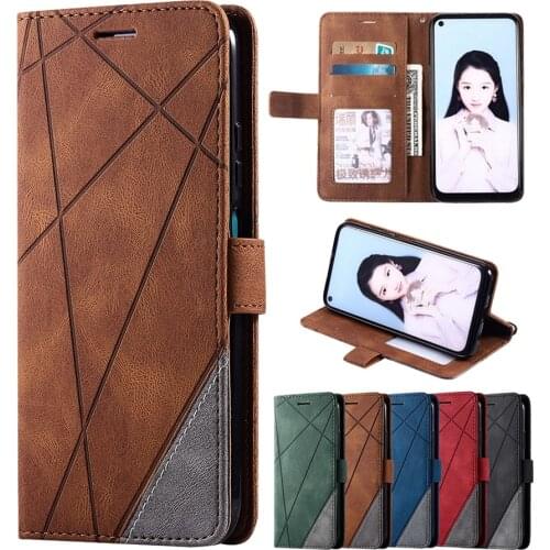 Flip Leather Wallet Case For Samsung Galaxy A02S A10 A12 A20 A21S A40 A51 A52 A71 A72 Note 20 Ultra Skin Feeling Splicing Cover