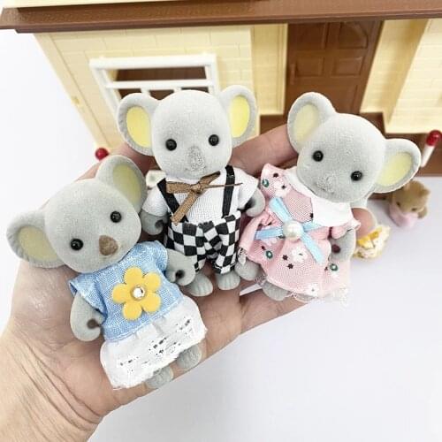 Baby Doll Forest Animal Family 1:12 Dollhouse Furniture Miniature Rabbit Bear Panda Girl Pretend Play Toys Furry Action Figures