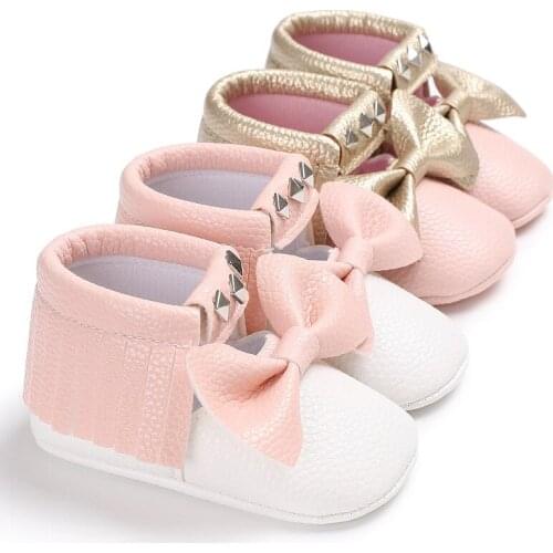 Children baby girl tassel rivet PU leather baby moccasins shoes