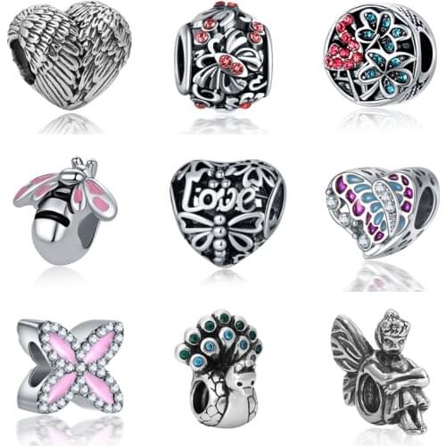 DIY bisuteria fit angel wings beads bijoux bracciale french bead silver perfumes mujer originales jewelry bracelet charms