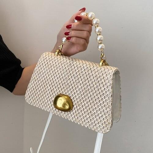 FANTASY Pearl Chain Weave Messenger Shoulder Bag For Women 2021 Summer Fashion Internet Celebrity Handbag Holiday Style Hot Sale