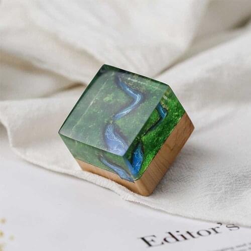 Chinese English Name Photo Portrait Custom Solid Wood Stamp Forest River Natural Mini Landscape Resin Seals School Birthday Gift