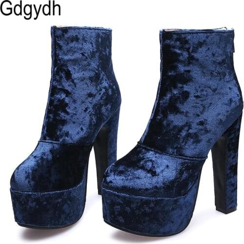 Gdgydh 2021 Fashion Autumn Women Ankle Boots High Heel Shoes Suede Platform Heels Round Toe Female Footwear Zipper Big Size