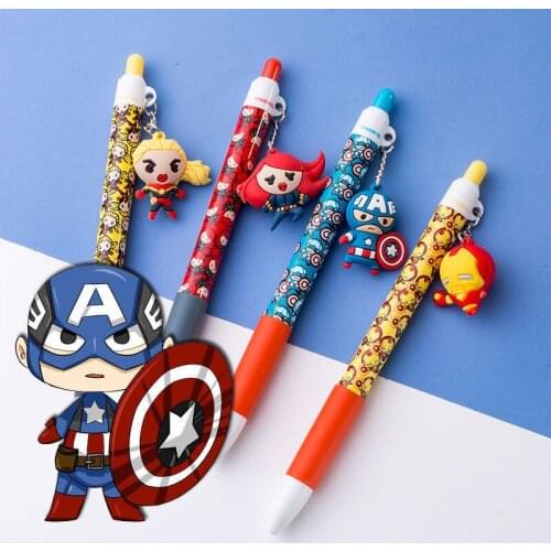 Disney Marvel Gel Pen Students Press Black Core 0.5 Mm Cartoon Anime Iron Man Cute Ballpoint Pen School Stationery Writing Pen