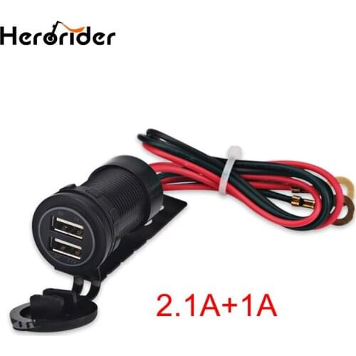 Herorider 12v Car Boat Motorcycle Usb Charger Socket Waterproof Motorcycle Dual Usb Charger Car Socket Cigarette Adapter Blue