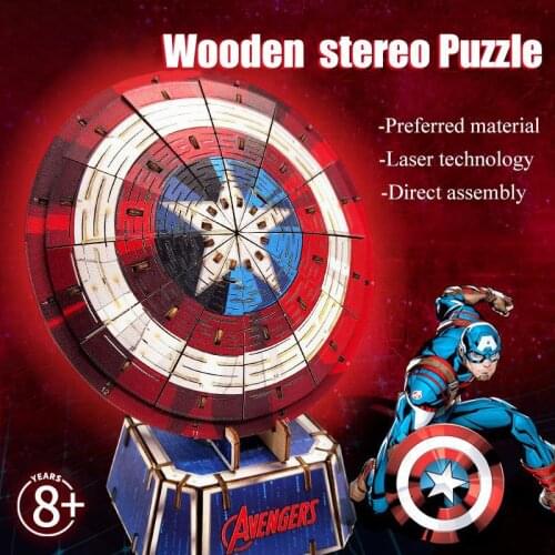 Disney Marvel 3D Puzzles Toys Captain America Shield Thor Hammer DIY Action Figure Wooden Model Decorations Kid Jigsaw Gifts