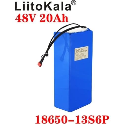 LiitoKala 18650 48V 20ah 13s6p Lithium Battery Pack 48V 20AH 1000W electric bicycle battery Built in 20A BMS T XT60 plug