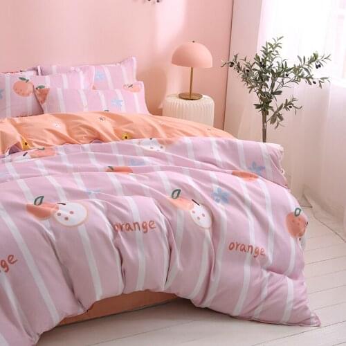 Pink And White stripes Bedding set,220x240 Duvet Cover With Pillowcase, 175x220 Quilt Covers ,Cartoon King Size Blanket Cover