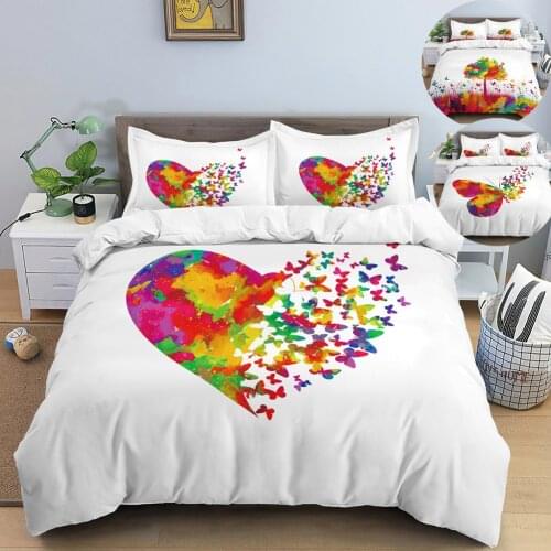 Love Heart Butterfly Life of Tree Pattern Bedding Set For Bedroom Comfortable Duvet Cover And Pillowcase 2/3pc Quilt Cover Set