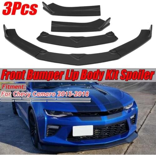 Matte Black 3x Car Front Bumper Splitter Lip Body Kit Deflector Lips Spoiler Diffuser For Chevy Camaro 2015 2016 2017 2018