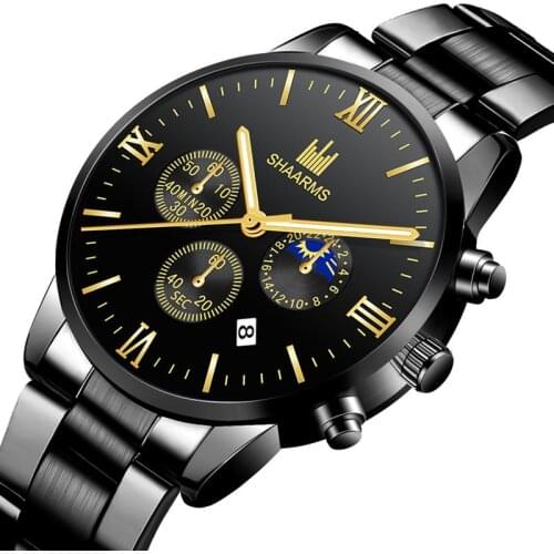Mens Watches Stainless Steel Band Luxury Wristwatch Casual Business Date Quartz Watches Man Clock Relojes Hombre 2019 Fashion