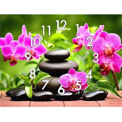 Dpsupr 5D Diamond Painting Kit With Clock Mechanism Cross stitch Full Square Round Diamond Embroidery Flower Mosaic Home