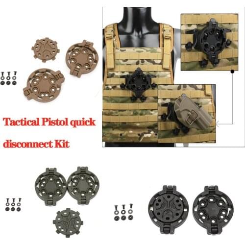 Tactical Pistol quick disconnect kit, chest mounted multi hole connector rotation, 360 degree angle