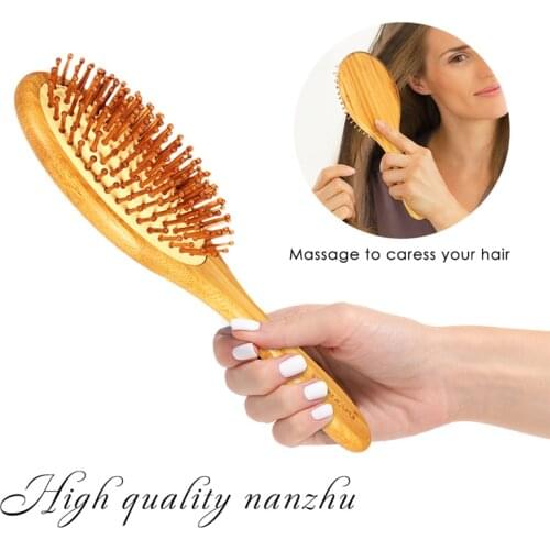 NEW Natural Bamboo Hair Brush Bamboo Bristle Needle Massage Comb Improve Hair Growth Prevent Hair Loss Women Tangle Hairdressing