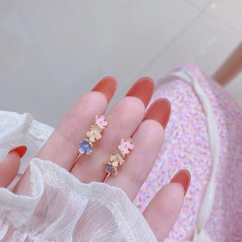 2021 New Arrival Fashion Brand Jewelry Cute Candy Color Flower Stud Earrings for Women Delicate C Gift Earrings