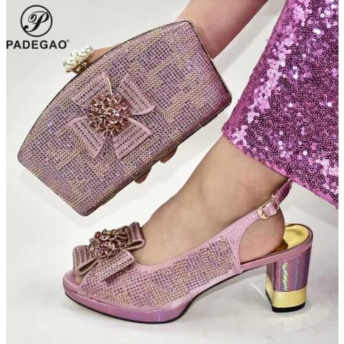 New Arrival Super High Heels African Shoes with Matching Bags Shoes and Bag Set Italian Sets 2020 Shoes and Bag Nigerian Design