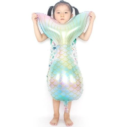 New 1pc Rainbow color Mermaid tail Foil Balloons Cartoon Fish tail Ballons Birthday baby shower sea theme Party Decoration