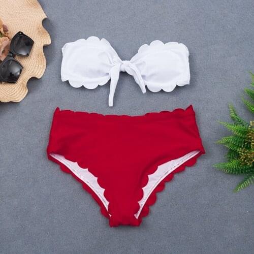 New European and American bikini sexy lace high waist split bikini ladies swimsuit