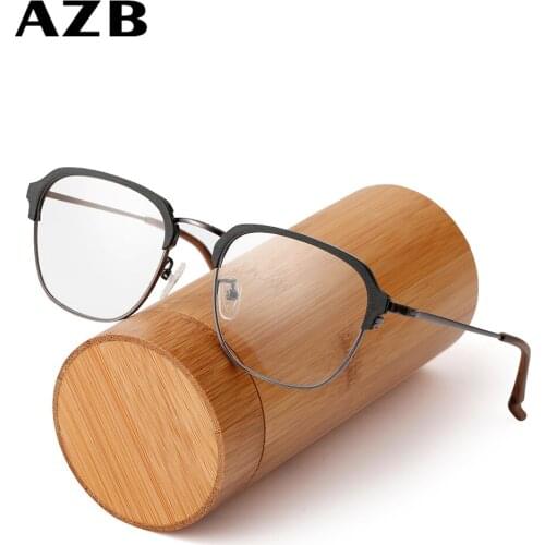 AZB Vintage Ultralight Wood Eyeglass Frame Prescription Glasses Spectacles Men Women Myopia Rx Glasses frame Korean Eyewear