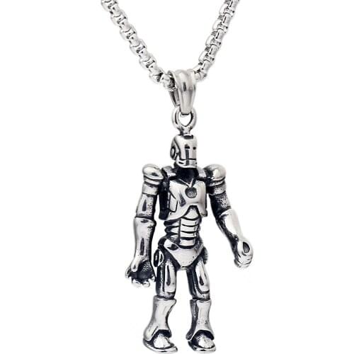 Iron Man robot Titanium Stainless Steel Mens Pendant Necklace Chain