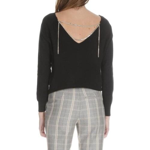 Patads French womens M spring summer back metal chain design t-shirt macademia 2 colors