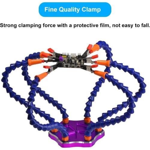 Soldering Iron Helping Holder Third Hand 6 Flexible Arms Soldering Station Welding Tool Set with USB Fan & Magnifier