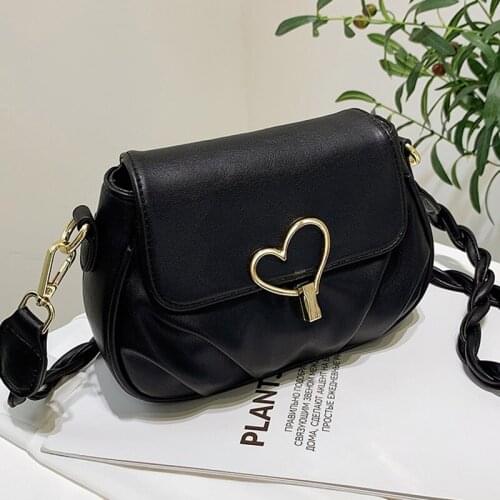 Simple Designer Crossbody Bags for Women 2021 Casual Small Flap Messenger Bag Women Cute Heart Handbags Pure Color Shoulder Bags