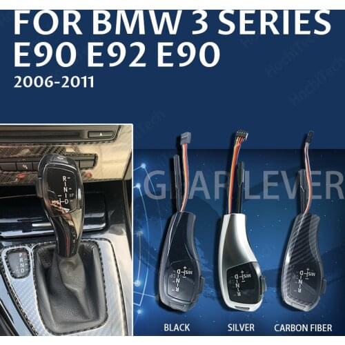 Carbon Fiber Black Silver PU Leather F30 Style LED Gear Shift Knob For BMW 3 series 2006 2007 2008-2011 E90 E92 E90 Accessories
