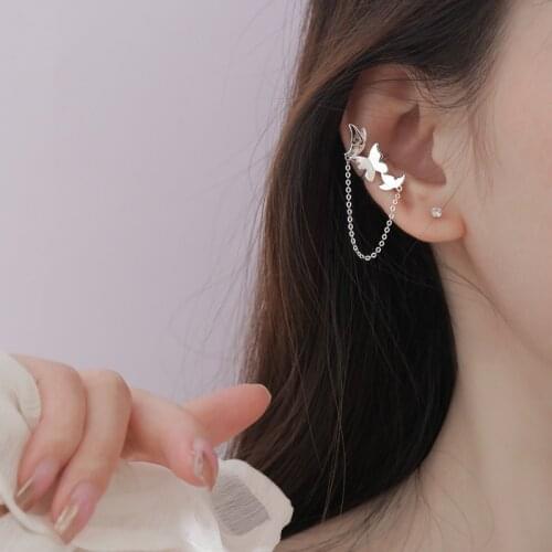 Smooth Chain Butterfly Ear Bone Clip On Earrings for Women Fashion Jewelry Ear Cuffs No Piercing 2020 New
