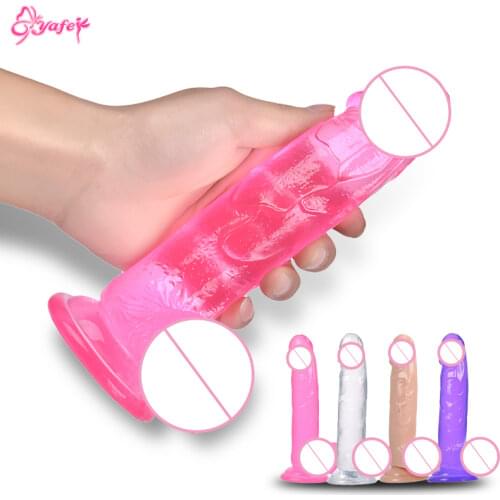 Silicone Realistic Jelly Dildo Male Artificial penis Crystal Strapon dildo Erotic sex toys Dick masturbation Sex toys for Women