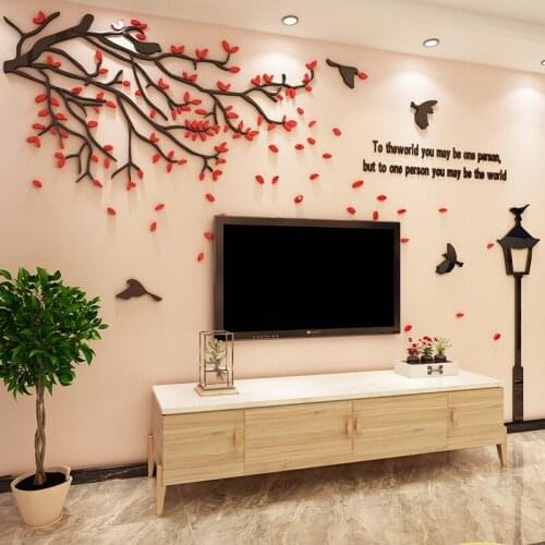 Warm Romantic Gone With The Wind Flowers Wall Decals Tv Sofa Background Wall Decortion Mural 3d Tree Acrylic Wall Sticker