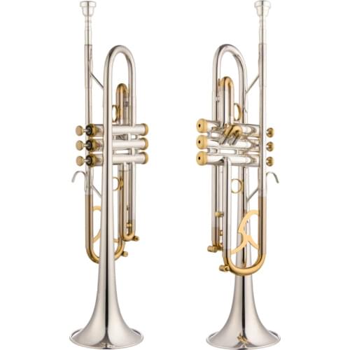 Best quality Bb Trumpet B Flat Brass Silver Plated Professional Trumpet Musical Instruments with Leather Case