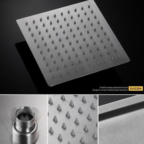 Vidric Vidric Wall Mounted SUS304 Stainless Steel Rain Shower faucets Set System 3-way Mixer Tap Square Hand Shower Head Bath Sh