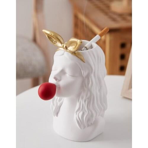 NEWYEARNEW Nordic Creative Personality Trend Girl Ashtray Car Cute Girl Storage Decoration Simple Home Living Room Decoration