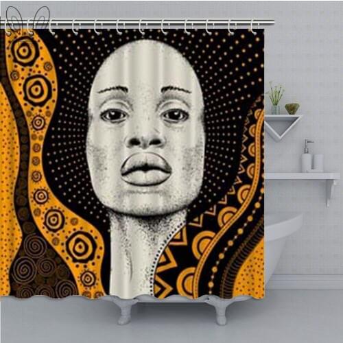 Ethno Pattern Bathroom Curtain African Girl Waterproof Shower Curtain Polyester Fabric Bathing Cover Bathroom Shower Sets