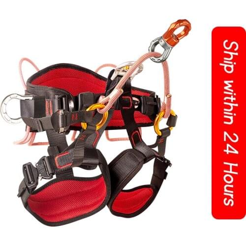 Arborist Fall Arrest Half Body Harness Climbing Tree Care Protection Equipment with Front Bridge and 360 Degree Swivel Connector