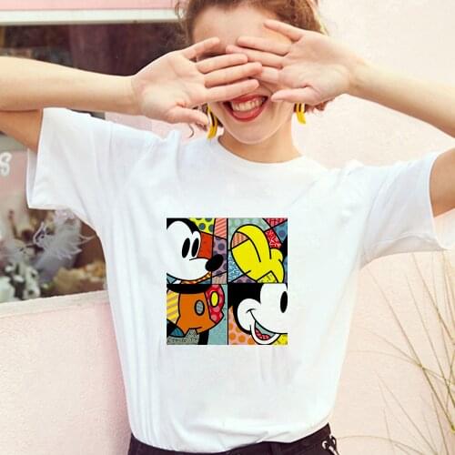 New Kawaii Disney Women Tshirt Harajuku Y2K Mickey Mouse Print Short Sleeve T shirt Camisetas De Mujer Dropship Tee Tops
