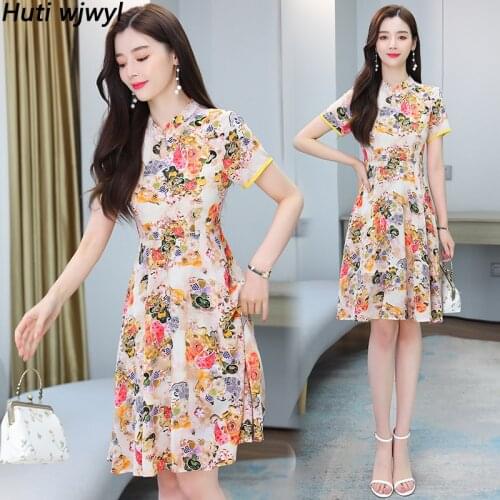 Women Bodycon Elegant Party Vestidos 2021 Vintage Print Plus Size Beach Sundress Summer Casual Floral Chiffon Boho Midi Dresses