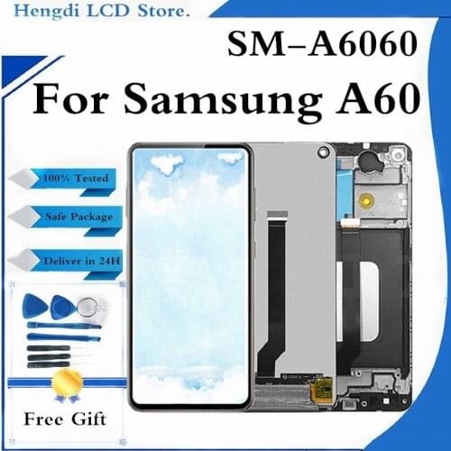 For Samsung A60 LCD Display A606 A6060 Touch Screen Digitizer Assembly With Frame For Samsung A60 Display Replacement