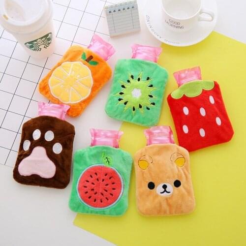 1PC Cartoon Cute Portable Cold-proof Fleece Bag Hot Water Bottle Women Hand Warm Water Bottle Safe Explosion-proof Water Bag