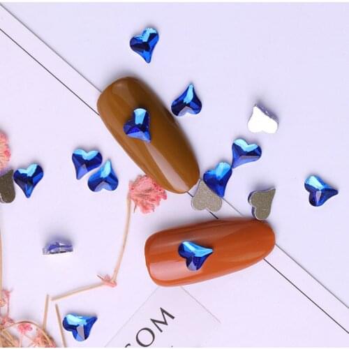 10 / piece new 3D flat bottom color heart-shaped Nail Drill for nail art decoration