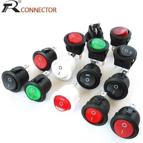 1pc 20mm Diameter Round Rocker Switches Mini Round 2/3/4 Pin ON-OFF/ON-OFF-ON with/without Light Rocker Switch KCD1 12V 220V