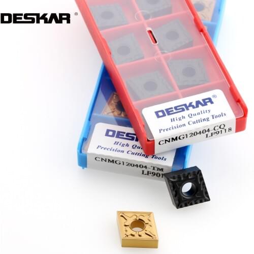 10PCS DESKAR CNMG120404 CNMG120408 Carbide Inserts CNMG120412 CQ TM LF9018 Lathe Cutter Turning Tools for Processing Steel