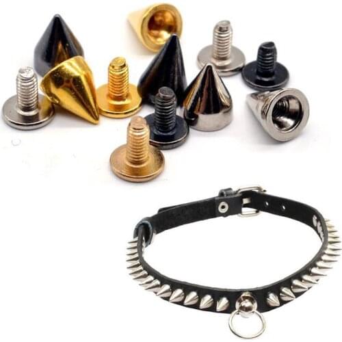 100 Pcs 7*9mm Clothing Metal Conical Spikes Pins With Screwdriver Rivet Leather Craft DIY Bag Shoes Decoration Punk Rock Spots