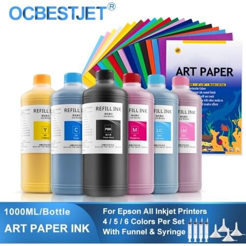 1000ML 4 Colors Art Paper Ink Art Pigment Ink For Epson T50 T60 P50 R200 R230 R260 R280 L1300 1390 1400 1410 1500W T1100 T1110