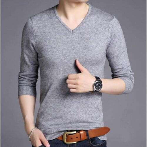 2018 New Autumn Winter Fashion Men Knitted Sweater V Neck Slim Fit Pullover Men Breathable Sweaters For Men